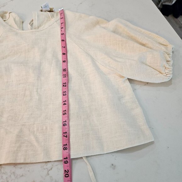 House Of Harlow 1960 Linen Blend Puff Sleeve Top & Shorts Set Size Small Ivory - Picture 11 of 14